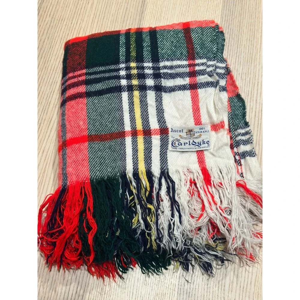 Vintage Carldyke‎ Acrylic Blanket Scarf Large Scale Woven Tartan Plaid 42